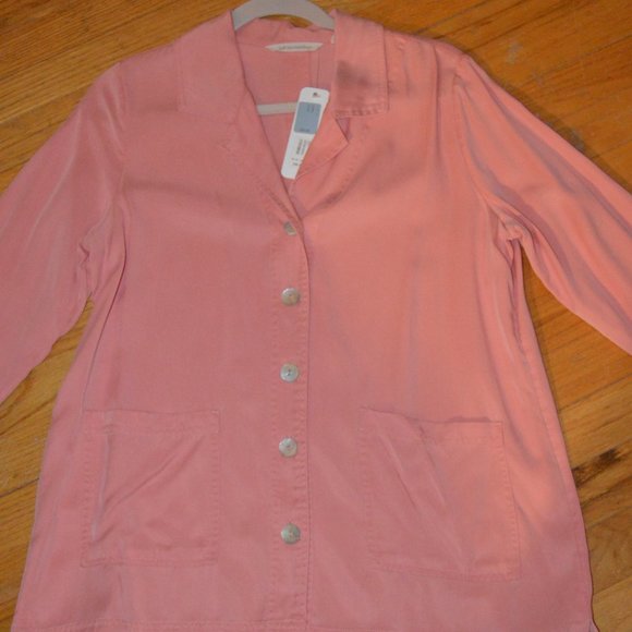 NEW~Fringed Button Down Jacket/Top~Shell Buttons~Soft Surroundings~Medium~ - Picture 1 of 7